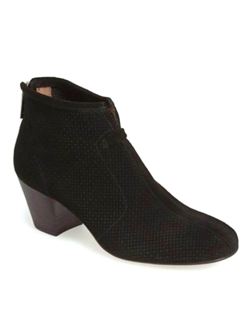 AQUATALIA Xcellent Perforated Booties US 8  Black Suede Heeled Ankle Boots
